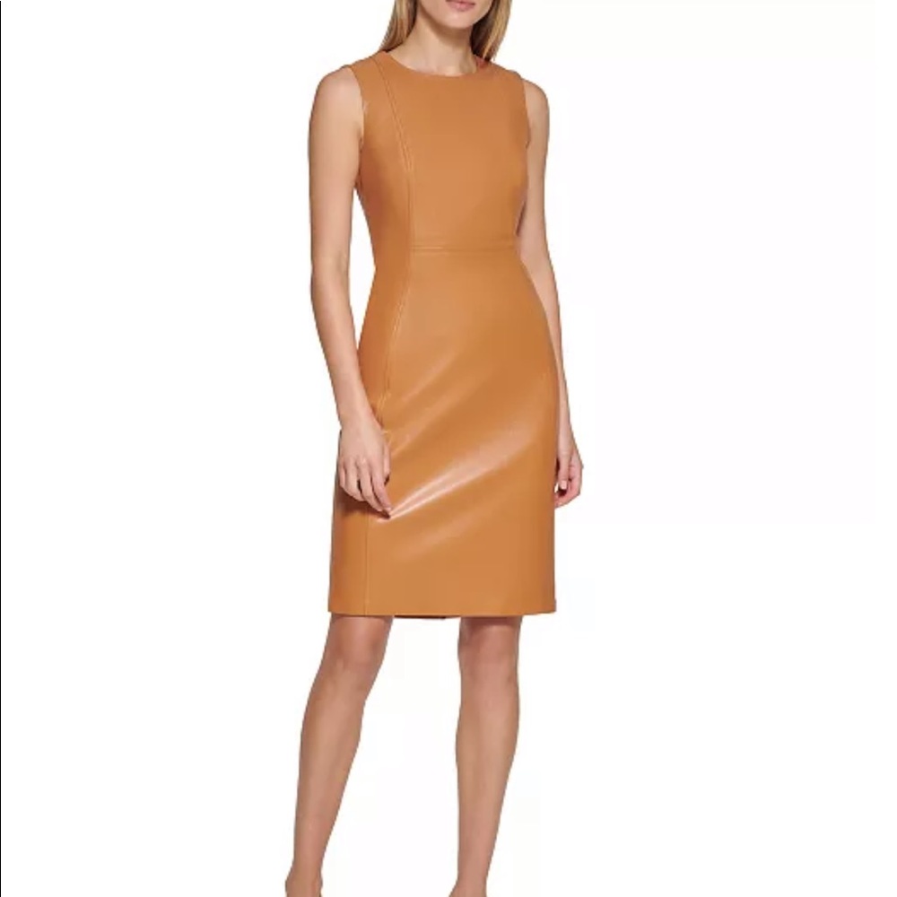 Calvin Kline Faux Leather Sheath Dress Brand New size 8